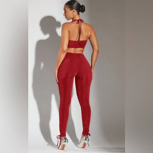 Red Women's Two Piece Pant Set - Picture 2 of 6